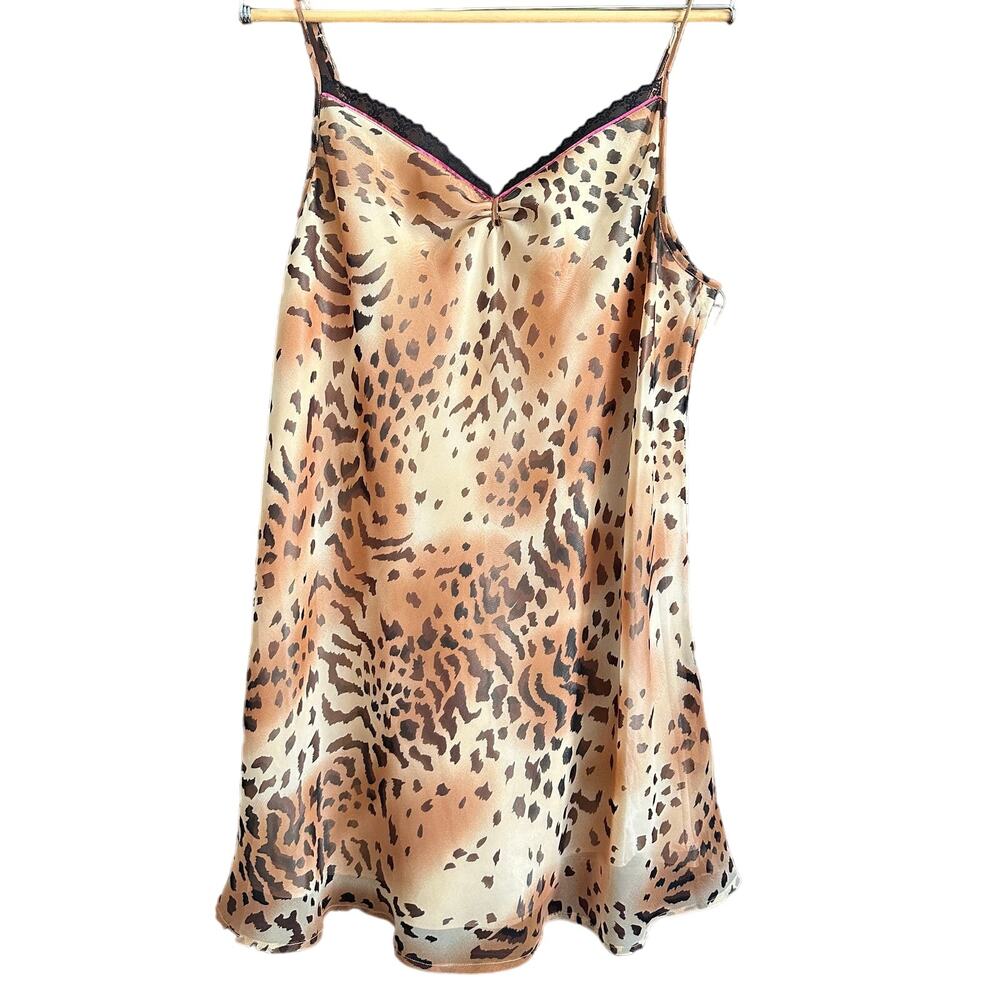 LORD & TAYLOR | Leopard Print Lace Trim Tunic Camisole | Size XL